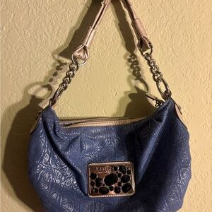 Kathy Van Zeeland Navy and Gold Shoulder Bag